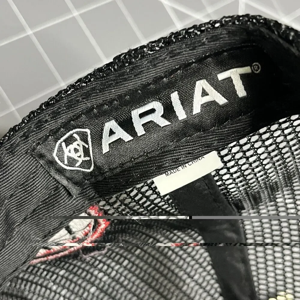 Ariat Hat Cap Snap Back Trucker Mesh American Flag NEW with tags One Size YOUTH